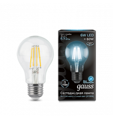 Лампа Gauss LED Filament A60 E27 6W 4100К