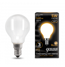 Лампа Gauss LED Filament Globe OPAL E14 5W 2700K