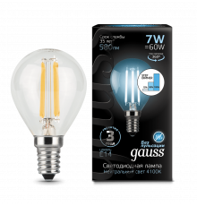 Лампа Gauss LED Filament Globe E14 7W 4100K step dimmable