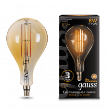 Лампа Gauss LED Vintage Filament A160 8W E27 160*300mm Golden 2400K