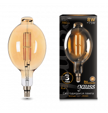 Лампа Gauss LED Vintage Filament BT180 8W E27 180*360mm Golden 2400K