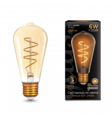 Лампа Gauss LED Filament ST64 Flexible E27 6W Golden 2400К