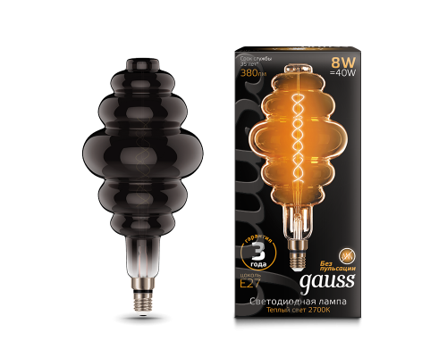 Лампа Gauss Led Vintage Filament Flexible BD200 8W E27 200*410mm Gray 2700K