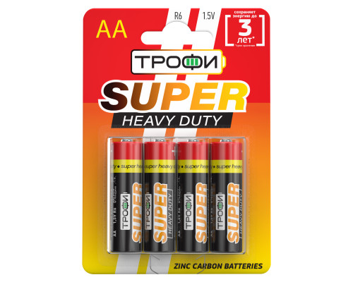 Батарейки Трофи R6-4BL SUPER HEAVY DUTY Zinc