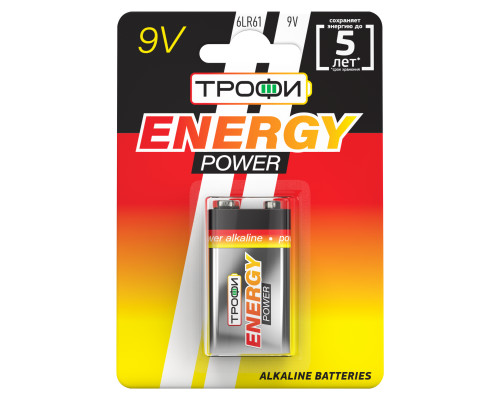 Батарейки Трофи 6LR61-1BL ENERGY POWER Alkaline