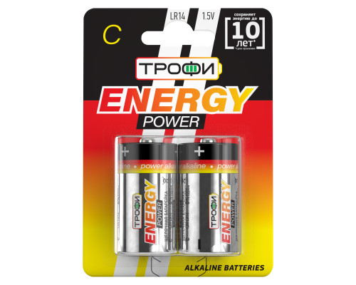 Батарейки Трофи LR14-2BL ENERGY POWER Alkaline