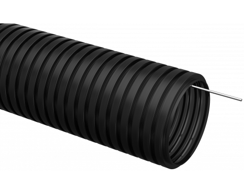 Труба гофрированная ПНД d=25мм с зондом черная (50м) IEK