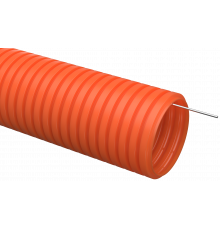 Труба гофрированная ПНД d=25мм с зондом оранжевая тяжелая (50м) IEK