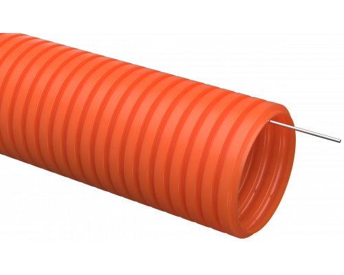 Труба гофрированная ПНД d=25мм с зондом оранжевая тяжелая (50м) IEK