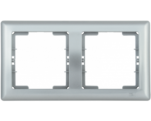 Рамка 2-местная горизонтальная РГ-2-БС BOLERO серебряный IEK