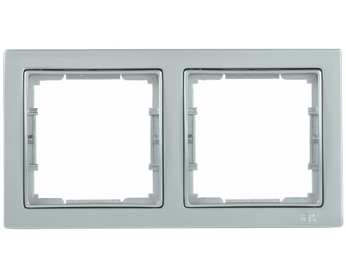 Рамка 2-местная квадратная РУ-2-БС BOLERO Q1 серебряный IEK