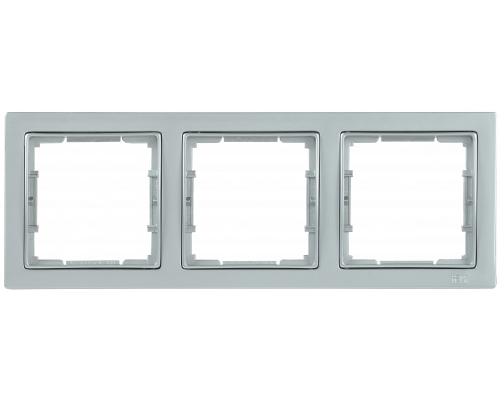 Рамка 3-местная квадратная РУ-3-БС BOLERO Q1 серебряный IEK