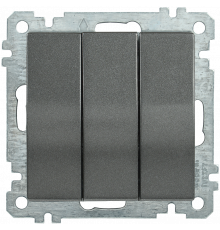 Выключатель 3-клавишный ВС10-3-0-Б 10А BOLERO антрацит IEK