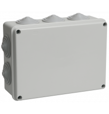 Коробка распаячная КМ41244 для открытой проводки 190х140х70мм IP55 (RAL 7035, 10 гермовводов) IEK