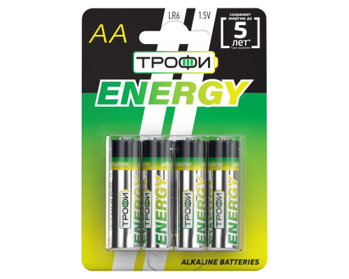 Батарейки Трофи LR6-4BL ENERGY Alkaline