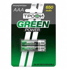 Аккумуляторы NiMH (никель-металлгидридные) Трофи HR03-2BL 650 mAh GREEN POWER