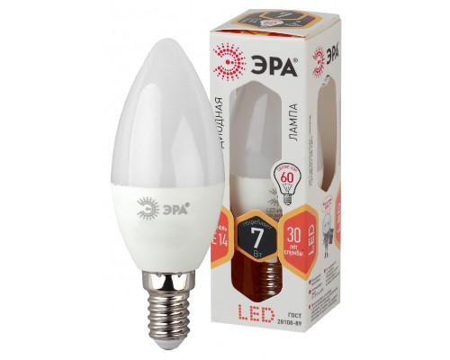Лампочка светодиодная ЭРА STD LED B35-7W-827-E14 E14 / Е14 7Вт свеча теплый белый свет