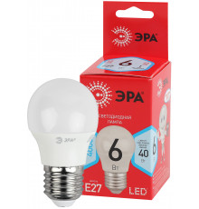Лампочка светодиодная ЭРА RED LINE ECO LED P45-6W-840-E27 E27 / Е27 6Вт шар нейтральный белый свет