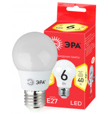 Лампочка светодиодная ЭРА RED LINE ECO LED A55-6W-827-E27 E27 / Е27 6Вт груша теплый белый свет