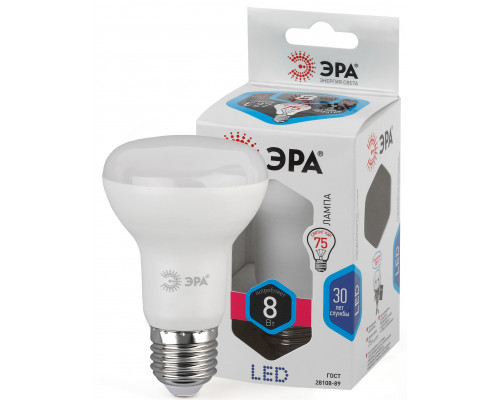 Лампочка светодиодная ЭРА STD LED R63-8W-840-E27 Е27 / Е27 8Вт рефлектор нейтральный белый свет