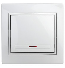 1Э-102-01 Intro Выключатель с подсветкой, 10А-250В, СУ, б.л., Plano, белый