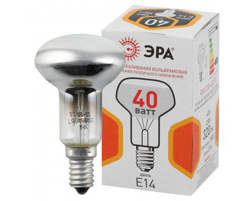 Лампочка ЭРА R50 40Вт Е14 / E14 230В рефлектор цветная упаковка