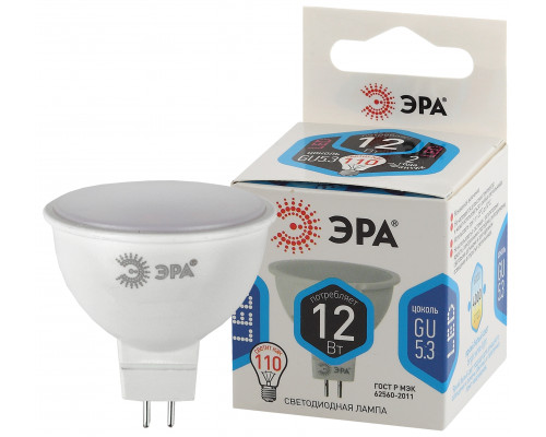 Лампочка светодиодная ЭРА STD LED MR16-12W-840-GU5.3 GU 5.3 12 Вт софит нейтральный белый свет