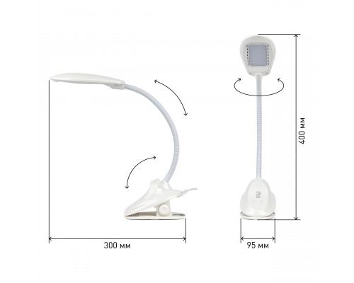 Настольный светильник ЭРА NLED-478-8W-W светодиодный на прищепке белый