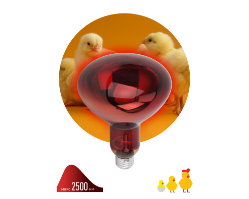Инфракрасная лампа ЭРА ИКЗК 230-150 R127 для обогрева животных 150 Вт Е27