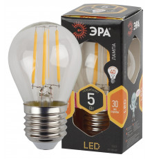 Лампочка светодиодная ЭРА F-LED P45-5W-827-E27 E27 / Е27 5Вт филамент шар теплый белый свет