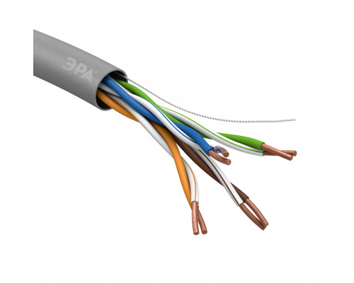 Кабель витая пара ЭРА U/UTP 4x2x24 AWG Cat5e CU PVC 305м