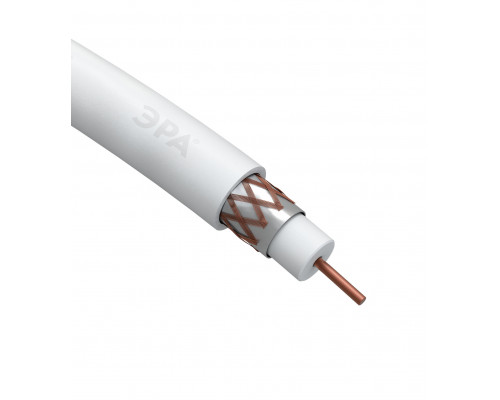 ЭРА Кабель коаксиальный RG-6U, 75 Ом, Cu/(оплётка Cu 64%), PVC, цвет белый, бухта 100 м