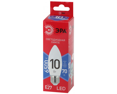 Лампочка светодиодная ЭРА RED LINE LED B35-10W-865-E27 R E27 / Е27 10Вт свеча холодный дневной свет