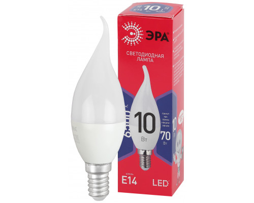 Лампочка светодиодная ЭРА RED LINE LED BXS-10W-865-E14 R E14 / Е14 10Вт свеча на ветру холодный дневной свет
