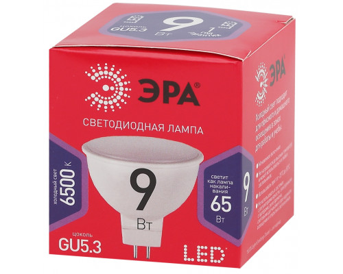 Лампочка светодиодная ЭРА RED LINE LED MR16-9W-865-GU5.3 R GU5.3 9 Вт софит холодный дневной свет