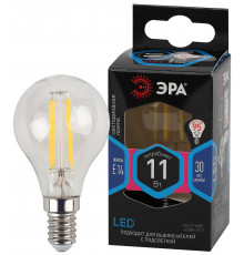 Лампочка светодиодная ЭРА F-LED P45-11W-840-E14 Е14 / Е14 11Вт филамент шар нейтральный белый свет