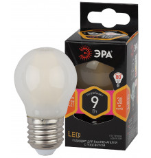 Лампочка светодиодная ЭРА F-LED P45-9w-827-E27 frost E27 / Е27 9Вт филамент шар матовый теплый белый свет