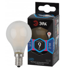 Лампочка светодиодная ЭРА F-LED P45-9W-840-E14 frost E14 / Е14 9Вт филамент шар матовый нейтральный белый свет