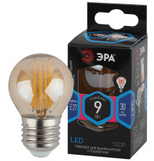 Лампочка светодиодная ЭРА F-LED P45-9W-840-E27 gold E27 / Е27 9Вт филамент шар золотистый нейтральный белый свет