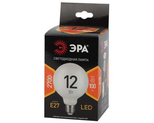 Лампочка светодиодная ЭРА F-LED G95-12w-827-E27 OPAL E27 / Е27 12Вт филамент шар матовый теплый белый свет  с доставкой по Санкт-Петербургу и по всей России.