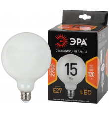 Лампочка светодиодная ЭРА F-LED G125-15w-827-E27 OPAL E27 / Е27 15Вт филамент шар матовый теплый белый свет