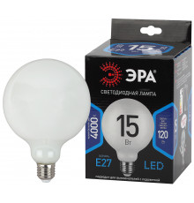 Лампочка светодиодная ЭРА F-LED G125-15w-840-E27 OPAL E27 / Е27 15Вт филамент шар матовый нейтральный белый свет