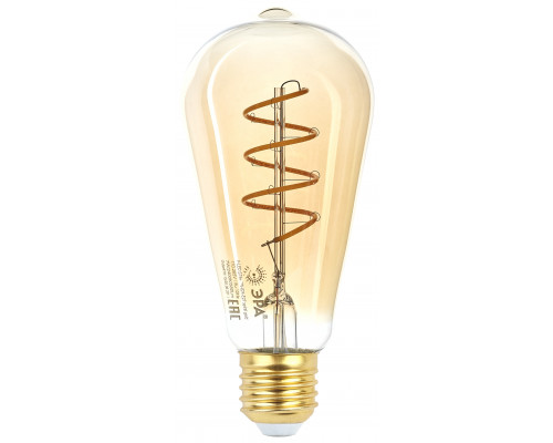 Лампочка светодиодная ЭРА F-LED ST64-7W-824-E27 spiral gold E27 / Е27 7Вт филамент золотистый теплый белый свет  с доставкой по Санкт-Петербургу и по всей России.