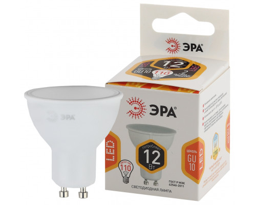 Лампочка светодиодная ЭРА STD LED MR16-12W-827-GU10 GU10 12 Вт софит теплый белый свет