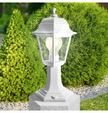 Садово-парковый светильник ЭРА НТУ 04-60-001 белый 4 гранный напольный IP44 Е27 max60Вт