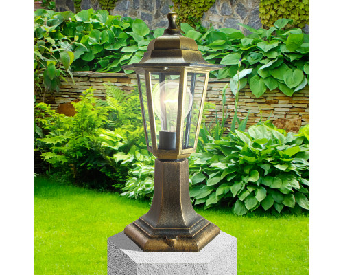 Садово-парковый светильник ЭРА НТУ 06-60-001 бронза 6 гранный напольный IP44 Е27 max60Вт