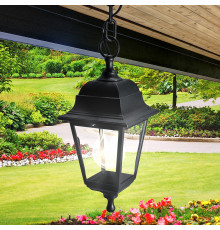 Садово-парковый светильник ЭРА НСУ 04-60-001 черный 4 гранный подвесной IP44 Е27 max60Вт