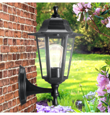 Садово-парковый светильник ЭРА НБУ 06-60-001 черный 6 гранный настенный IP44 Е27 max60Вт