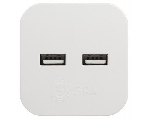 Разветвитель электрический ЭРА SP-2-USB-W на 2 розетки 220V + 2xUSB 2400mA, без заземл 10А (белый)