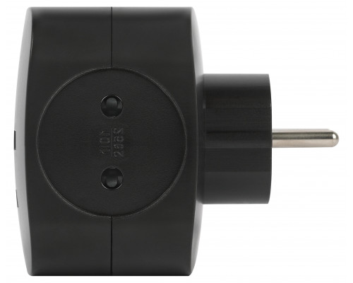 Разветвитель электрический ЭРА SP-4-USB-B на 4 розетки 220V + 2xUSB 2400mA, без заземл 10А (черный)